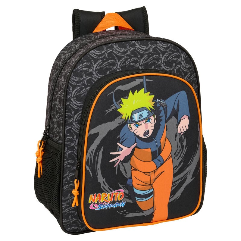 Mochila SAFTA Naruto Shippuden negra y naranja con Naruto en el frontal
