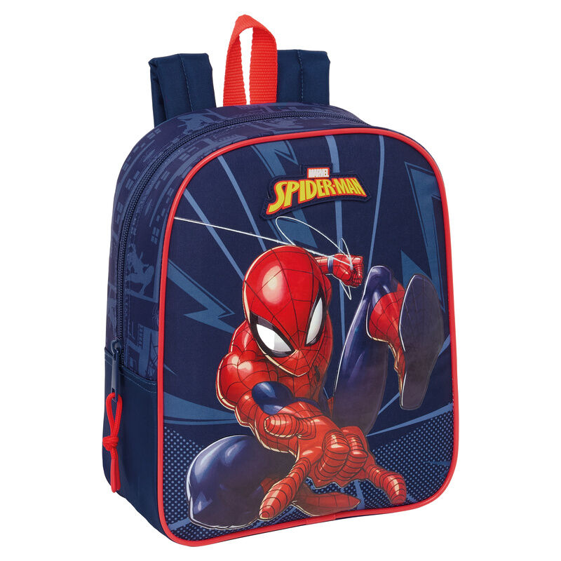 Mochila infantil azul de Spider-Man Marvel adaptable a carrito