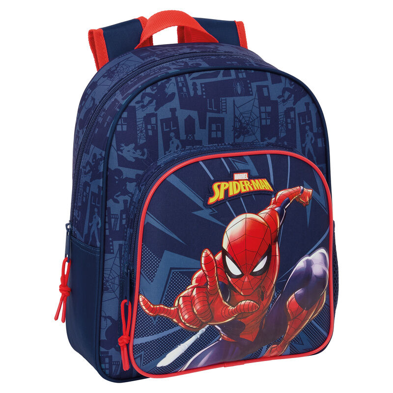 Mochila azul de Spider-Man Marvel con detalles rojos