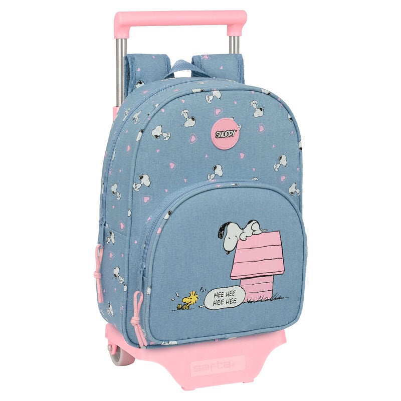 Trolley mochila extraíble Snoopy Peanuts azul y rosa