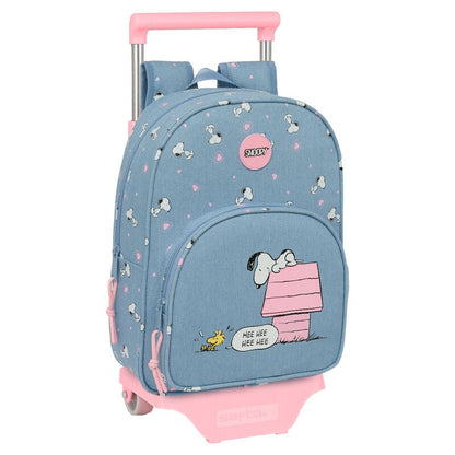 Trolley mochila extraíble Snoopy Peanuts azul y rosa