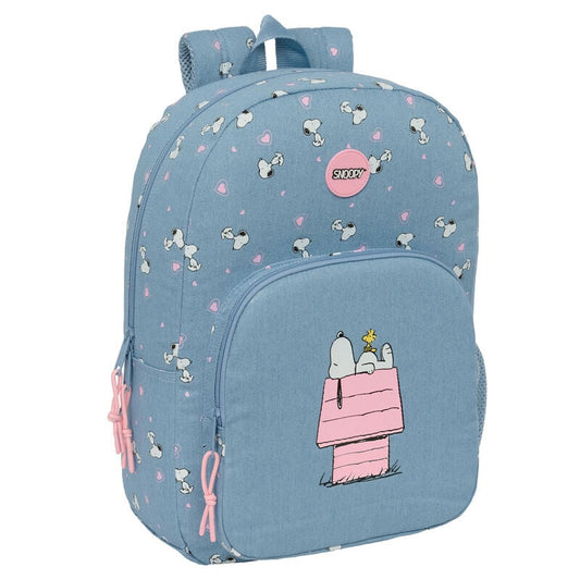 Mochila azul Snoopy Peanuts con estampado y bolsillo frontal