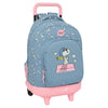 Trolley escolar azul y rosa de Snoopy Peanuts con mochila extraíble