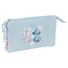 Portatodo triple azul claro de Stitch Disney con tres cremalleras