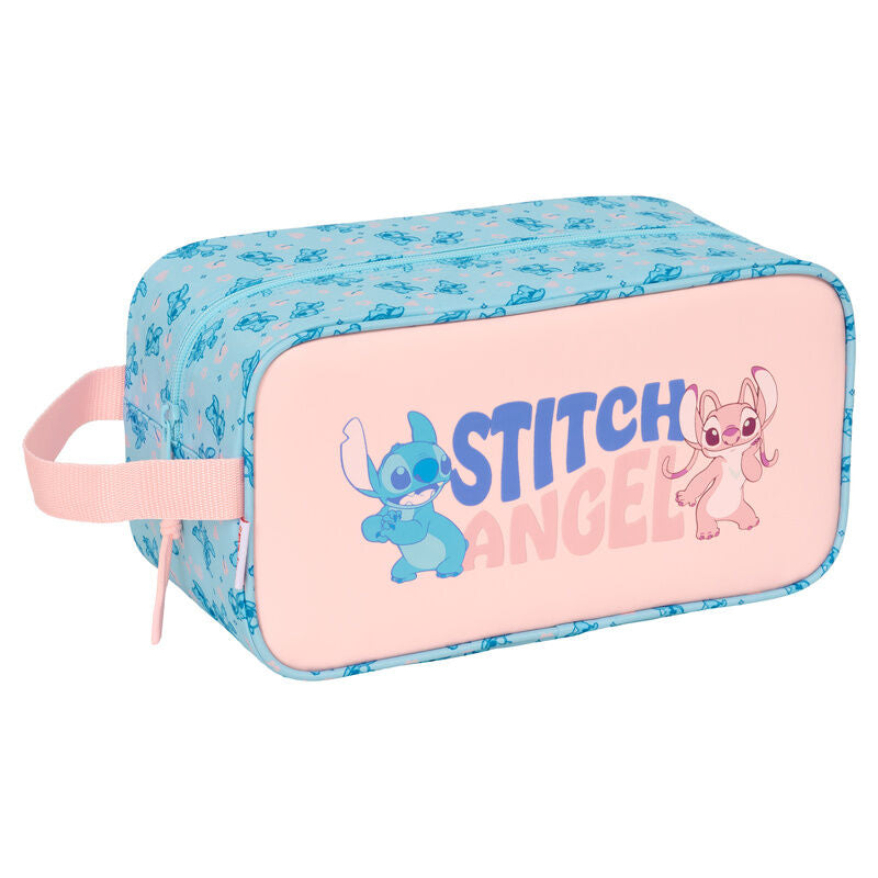 Zapatillero Ohana Stitch Disney azul y rosa con asa lateral
