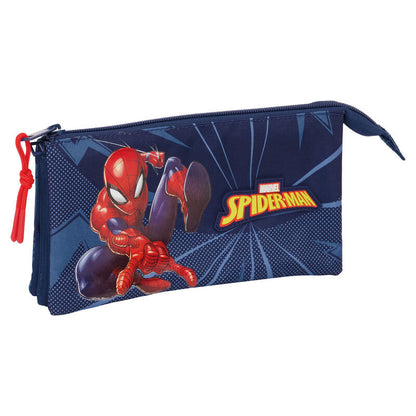 Portatodo triple azul de Spider-Man Marvel con tres compartimentos