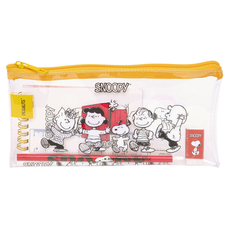 Set de papelería Snoopy SAFTA en portatodo transparente