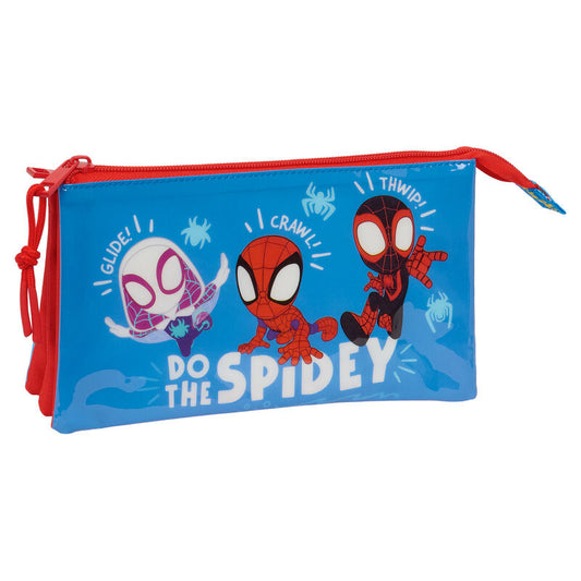 Portatodo triple azul de Spidey Marvel con tres compartimentos