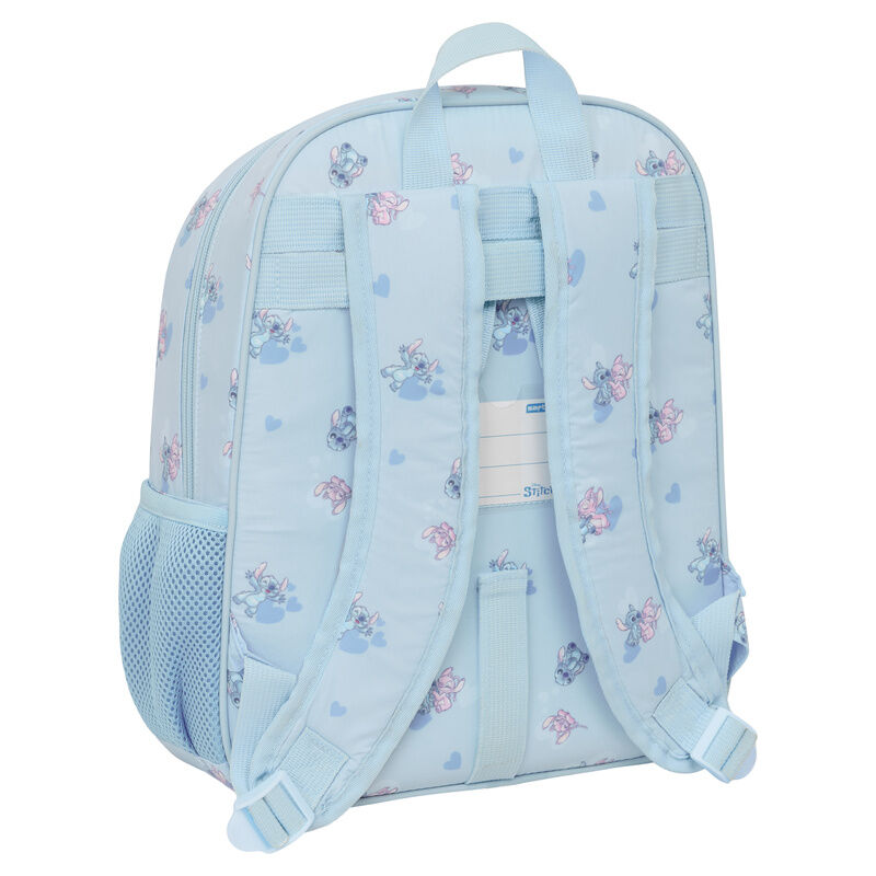 Mochila azul claro de Stitch y Angel con bolsillo frontal - 2