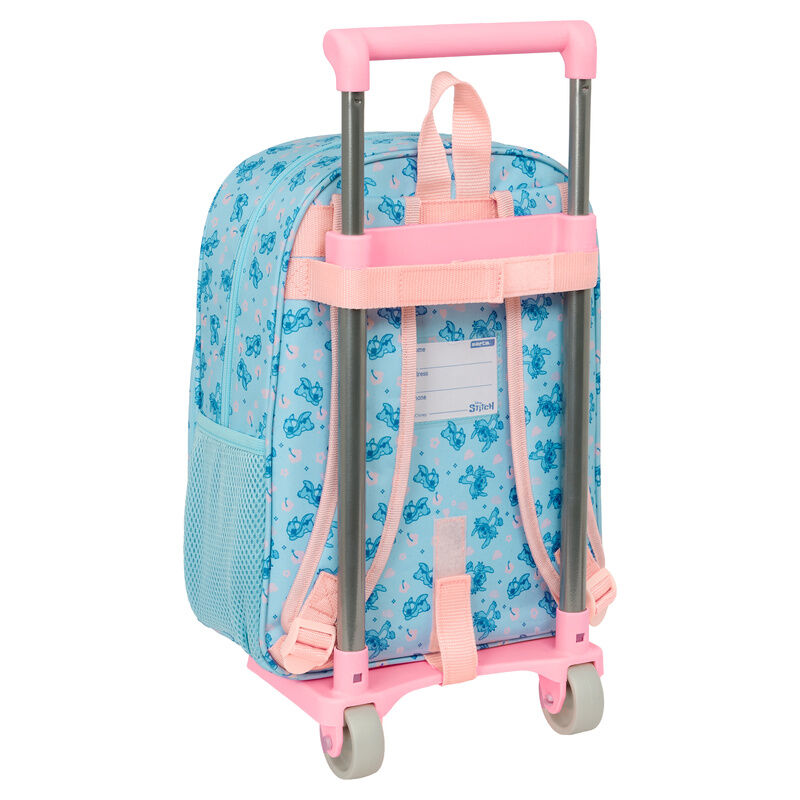 Trolley mochila Stitch Ohana Disney azul y rosa con ruedas - 2