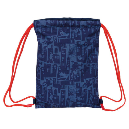 Saco escolar azul marino de Spider-Man Marvel con cordones rojos - 3
