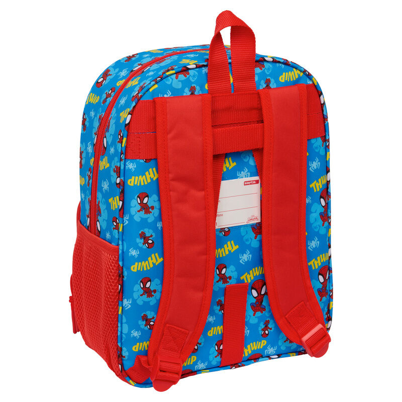 Mochila escolar azul y roja de Spidey Marvel con dos bolsillos frontales - 3