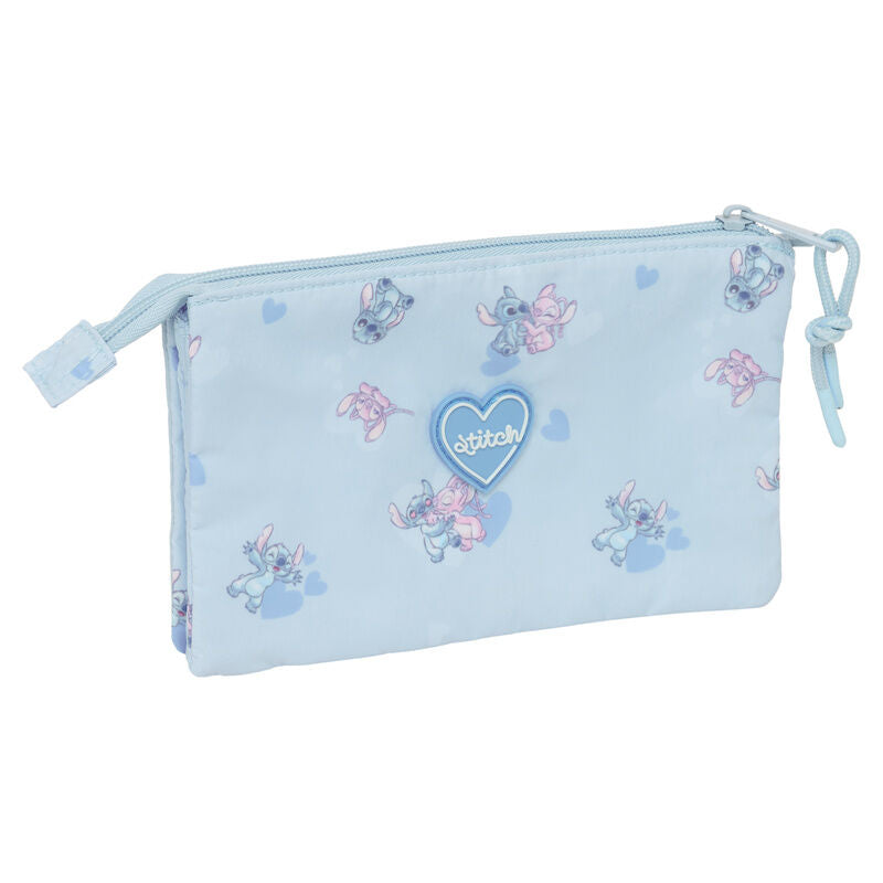 Portatodo triple azul claro de Stitch Disney con tres cremalleras - 2