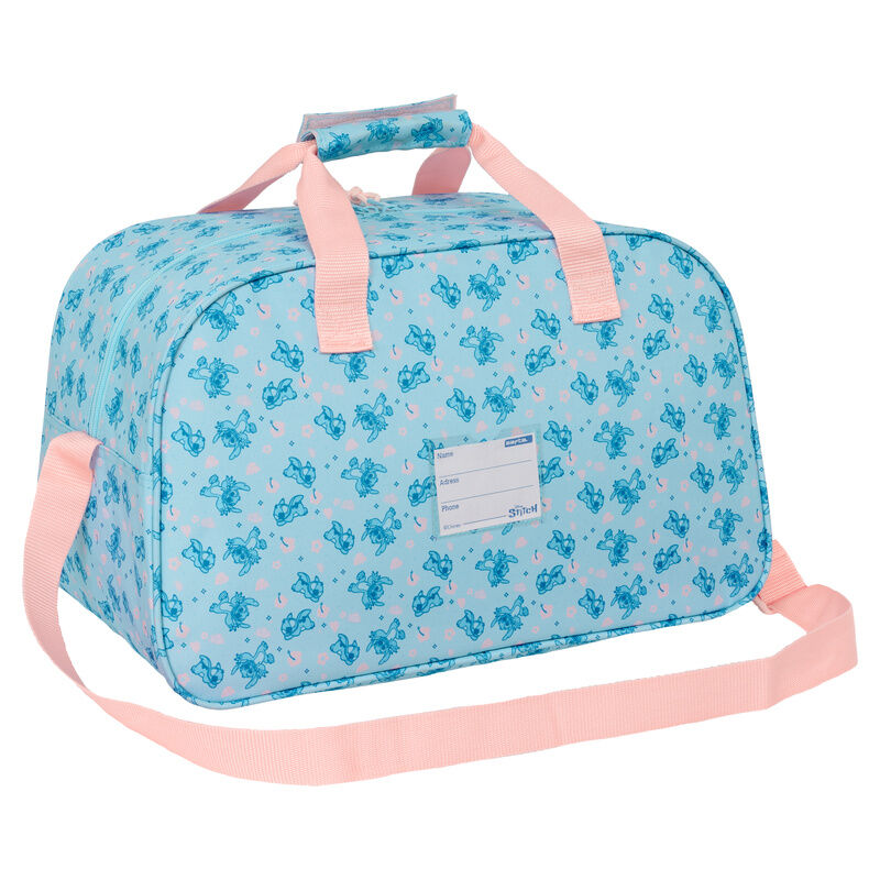 Bolsa de deporte azul Stitch Ohana Disney con bolsillo frontal rosa - 2