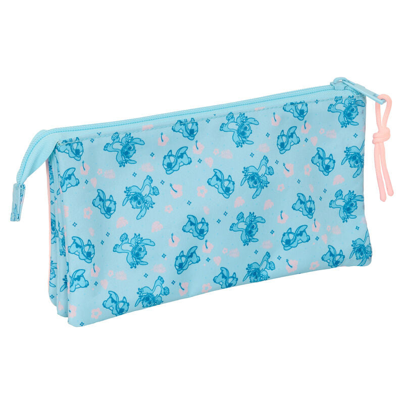 Portatodo triple Stitch Disney rosa y azul con tres compartimentos - 2