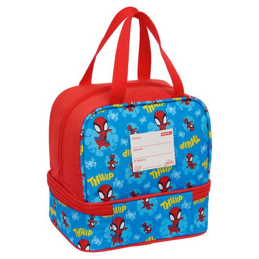 Bolsa portameriendas Spidey Marvel roja y azul con dos compartimentos - 2
