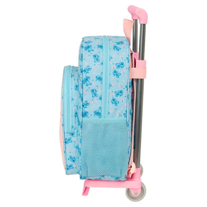 Trolley mochila Stitch Ohana Disney azul y rosa con ruedas - 3