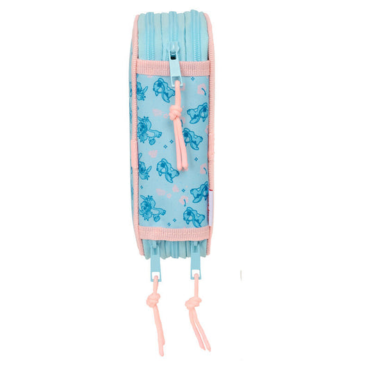 Plumier triple Disney Stitch Angel rosa y azul con 37 piezas - 3