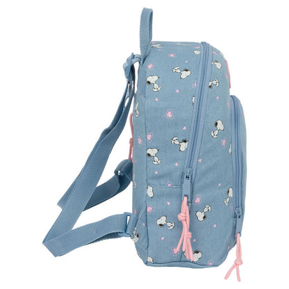 Mochila azul de Snoopy Peanuts con ilustración frontal rosa - 4