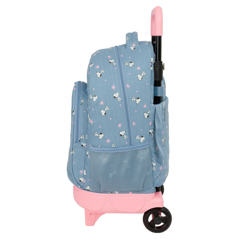 Trolley escolar azul y rosa de Snoopy Peanuts con mochila extraíble - 4