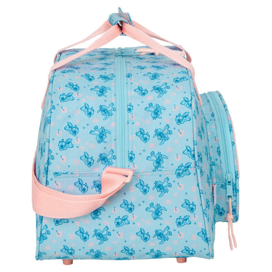Bolsa de deporte azul Stitch Ohana Disney con bolsillo frontal rosa - 3