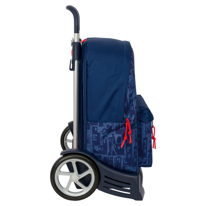 Mochila trolley azul marino Spider-Man Marvel con carro y bolsillo frontal - 4