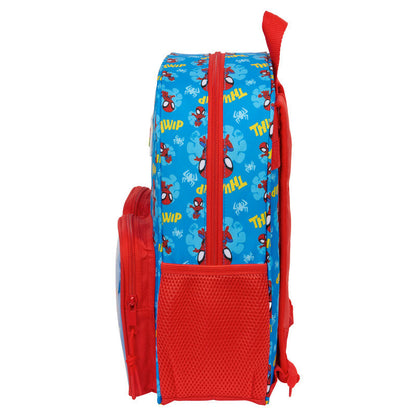 Mochila escolar azul y roja de Spidey Marvel con dos bolsillos frontales - 4