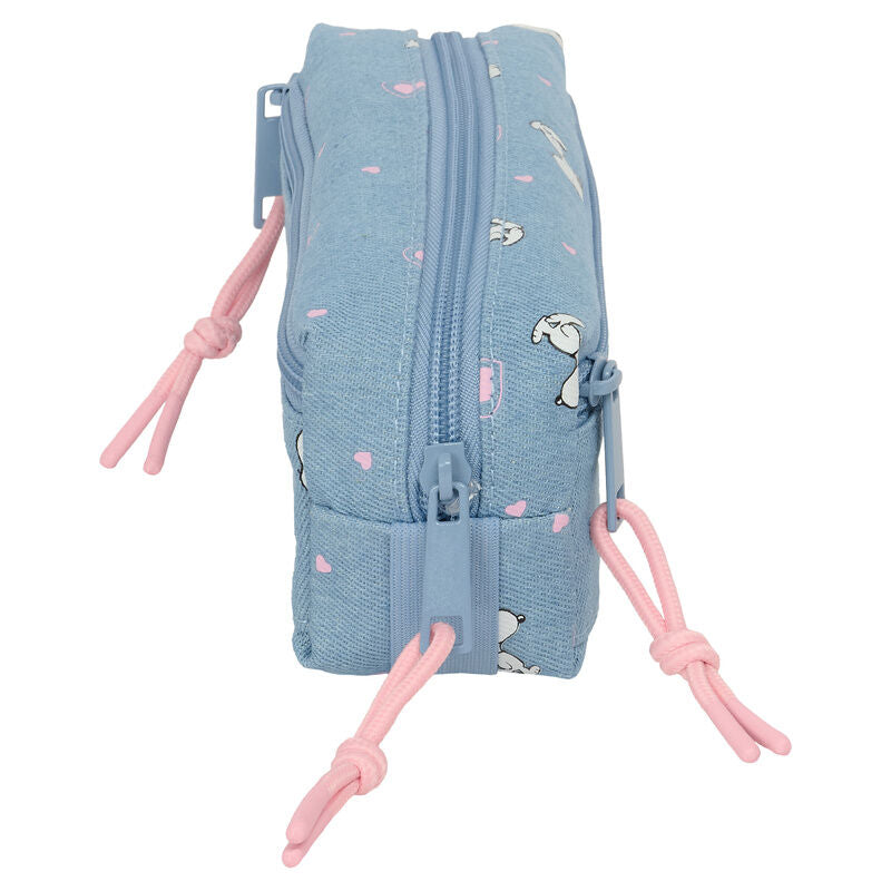 Portatodo triple azul de Snoopy Peanuts con tres cremalleras - 3