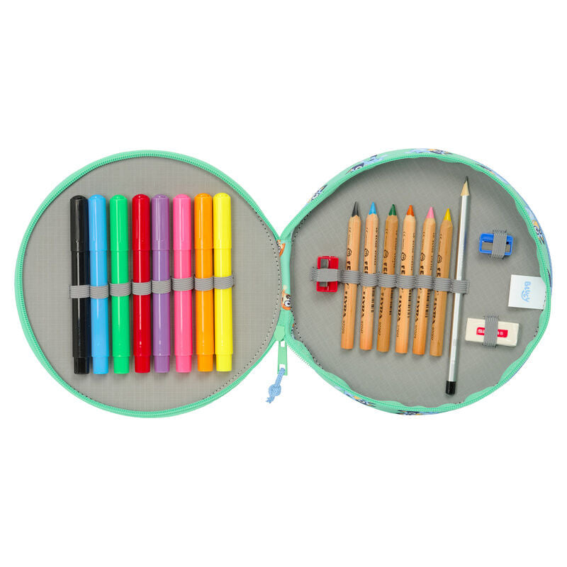Plumier Bluey SAFTA azul con 18 piezas - 3