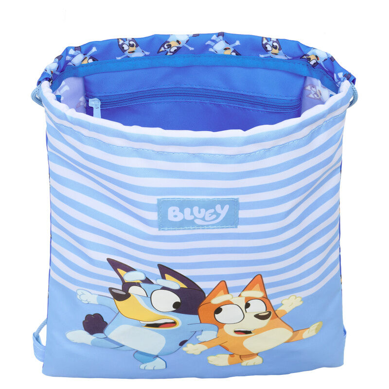 Saco Lets Play de Bluey con rayas azules y personajes Bluey y Bingo - 4