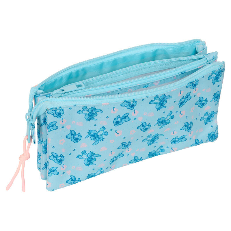 Portatodo triple Stitch Disney rosa y azul con tres compartimentos - 3