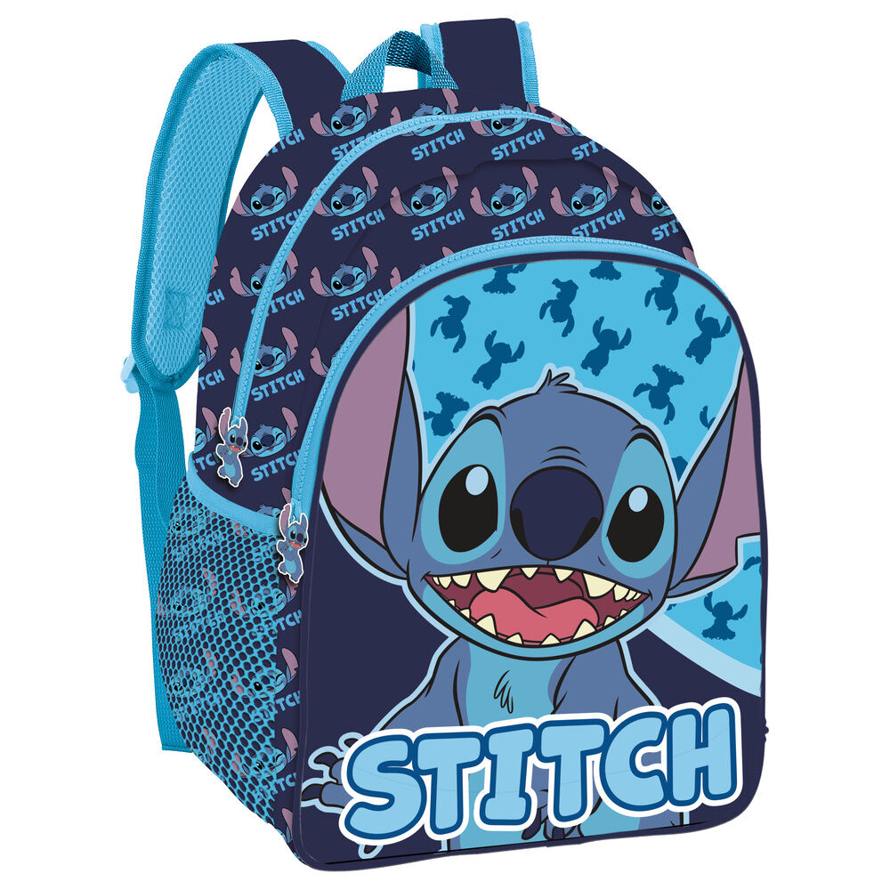 Mochila azul Disney Stitch de 40 cm con compartimento frontal y bolsillos laterales - 2