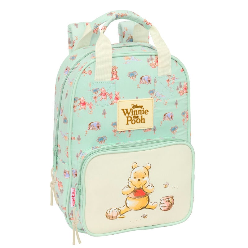 Mochila verde menta de Winnie the Pooh Disney con bolsillo frontal