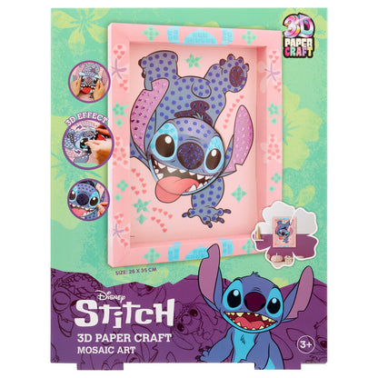 Manualidad de papel 3D de Stitch Disney con diseño mosaico