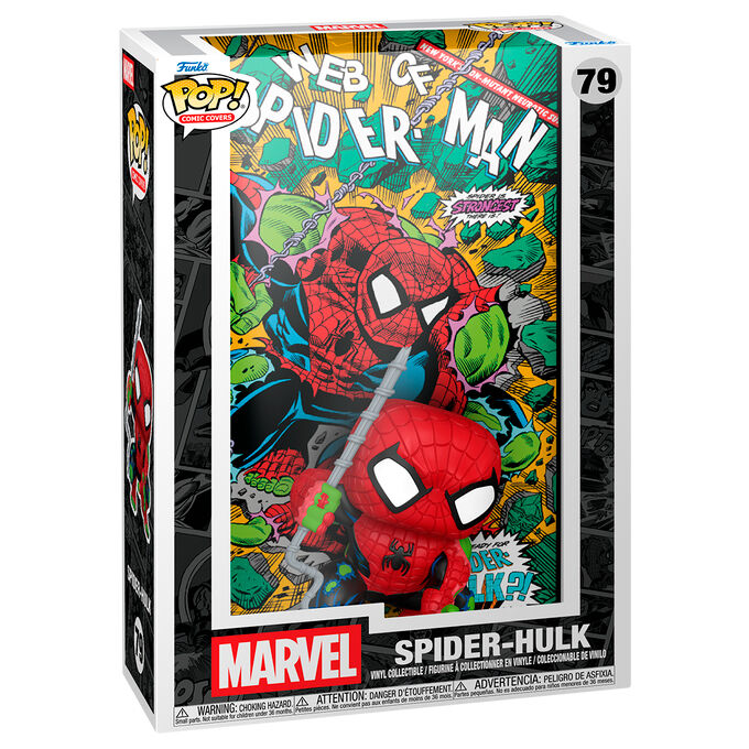 Figura FUNKO POP! Spider-Hulk frente a portada de Web of Spider-Man - 2