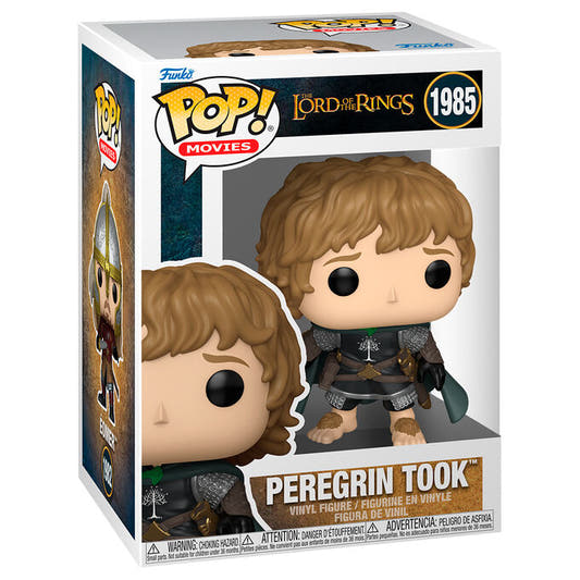 Figura Funko POP! de Peregrin Took con capa verde, armadura y espada - 2