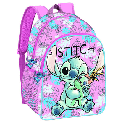 Mochila escolar rosa de Disney Stitch con bolsillos y tirantes regulables - 2