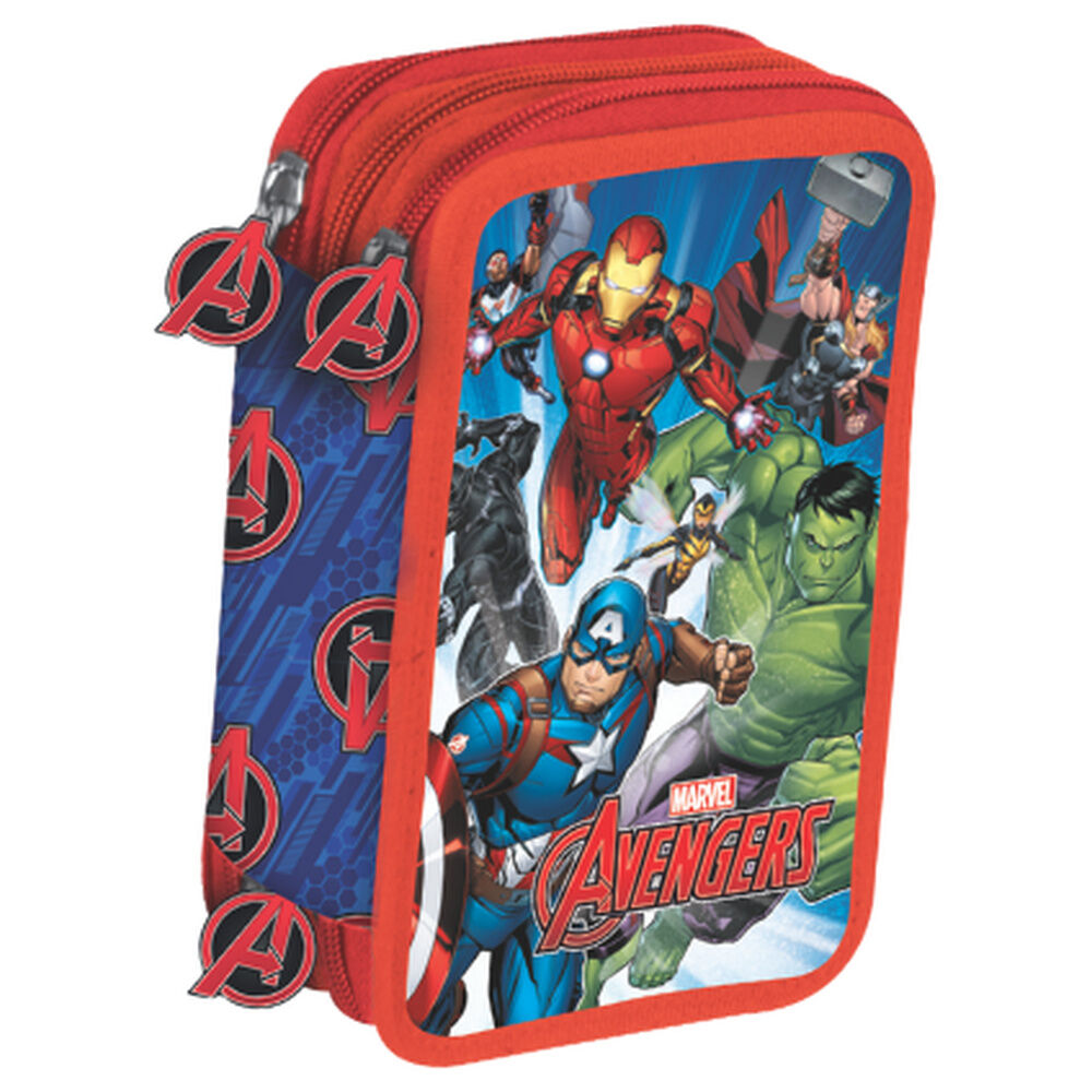 Plumier triple Marvel Avengers rojo y azul con personajes - 2