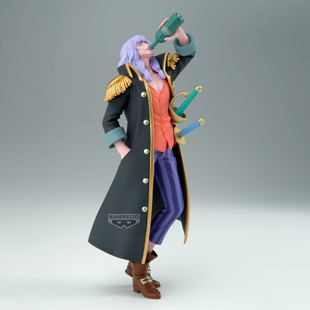 Figura de Captain John de One Piece con abrigo, dos espadas y botella - 2