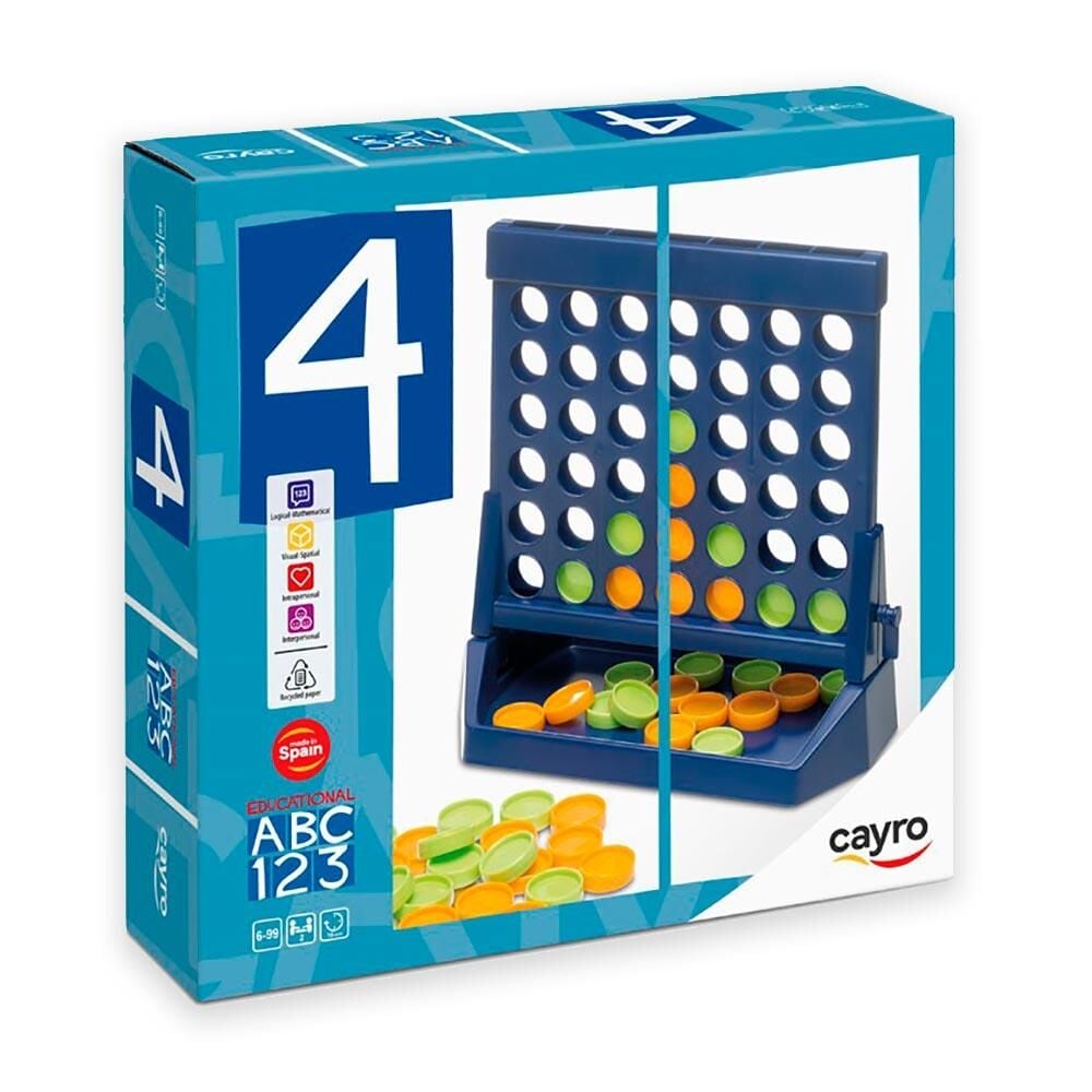 Juego de mesa CAYRO Acierta 4 con tablero vertical y fichas de colores