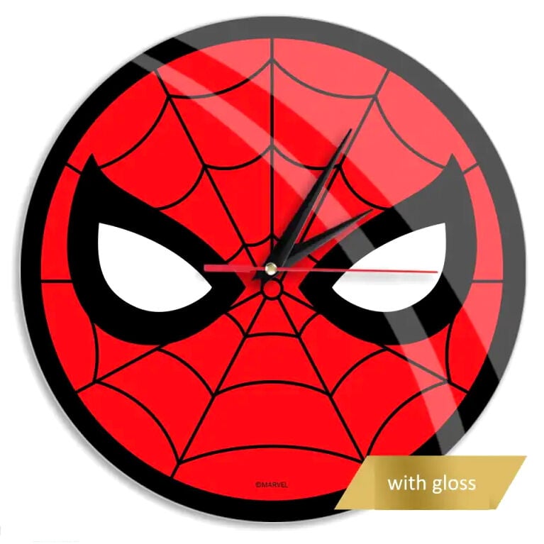 Reloj de pared Spider-Man Marvel rojo y negro con telaraña