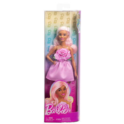 Muñeca Barbie Fashionistas de cuerpo pequeño con vestido rosa