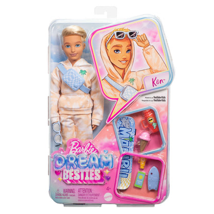 Muñeco Ken Barbie Dream Besties con monopatín y accesorios