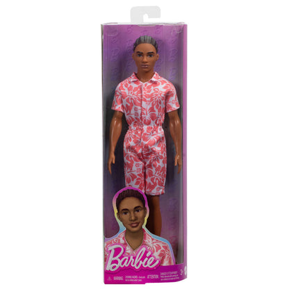 Muñeco Ken Barbie con mono hawaiano blanco y coral
