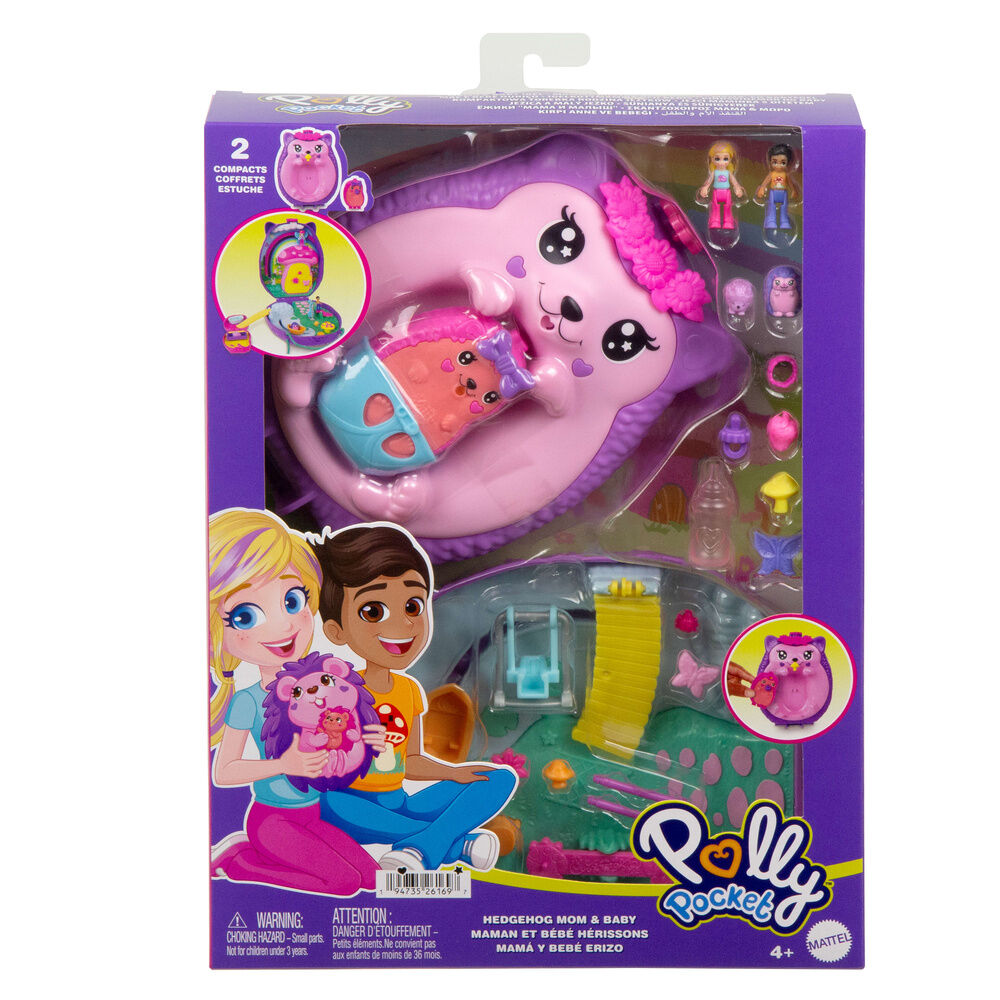 Cofre bolso Polly Pocket Mamá y bebé erizo con accesorios