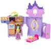 Mini castillo de Rapunzel Disney abierto con muñeca, cama y accesorios