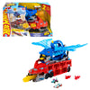 Transportador Hot Wheels City rojo y azul con dos dragones y coches