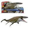 Figura MATTEL del Mosasaurio Mordedor de Jurassic World con minifigura de Dilofosaurio