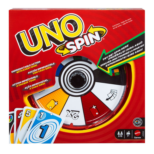 Caja del juego de cartas MATTEL UNO Spin con ruleta