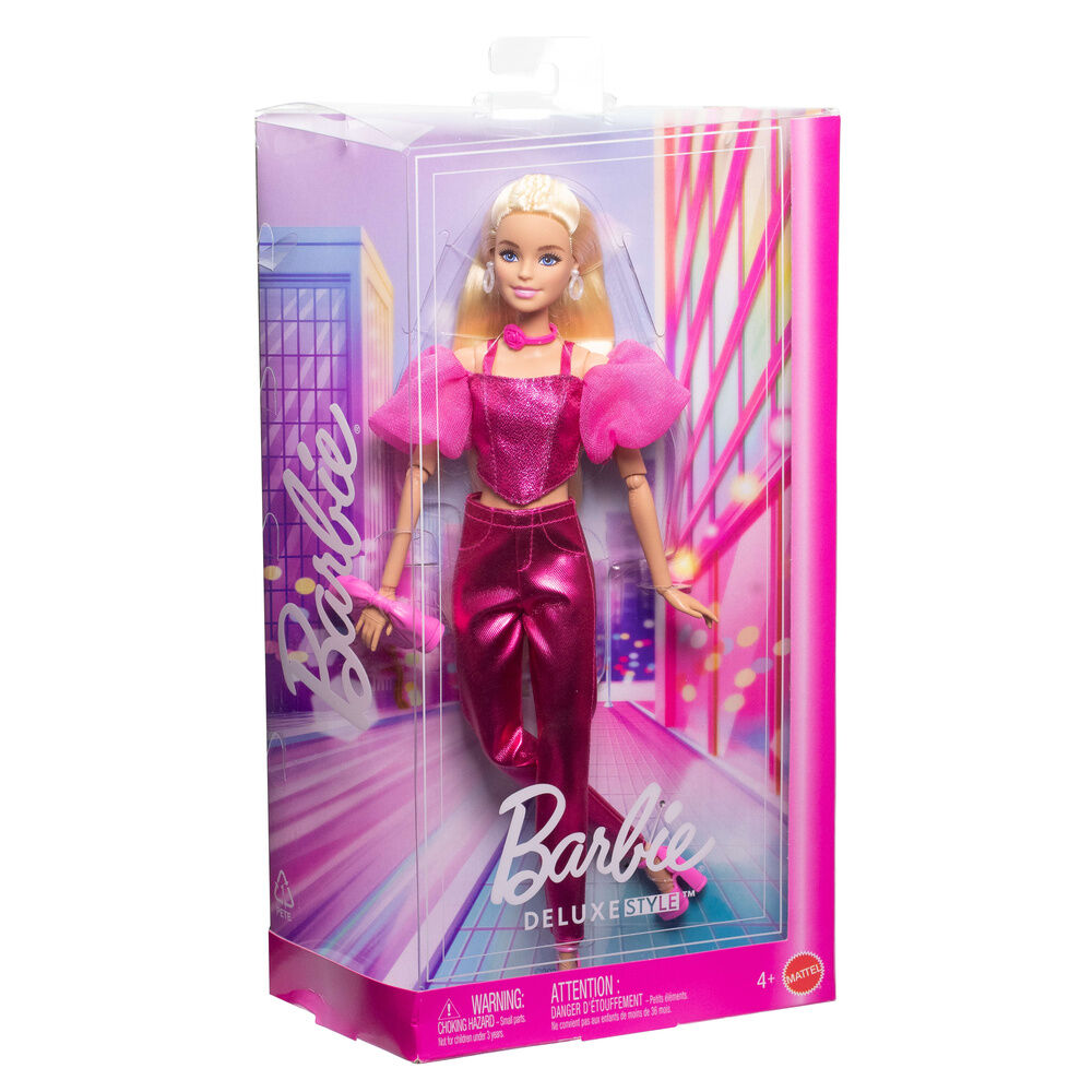 Muñeca Barbie Deluxe Style con conjunto rosa brillante y accesorios